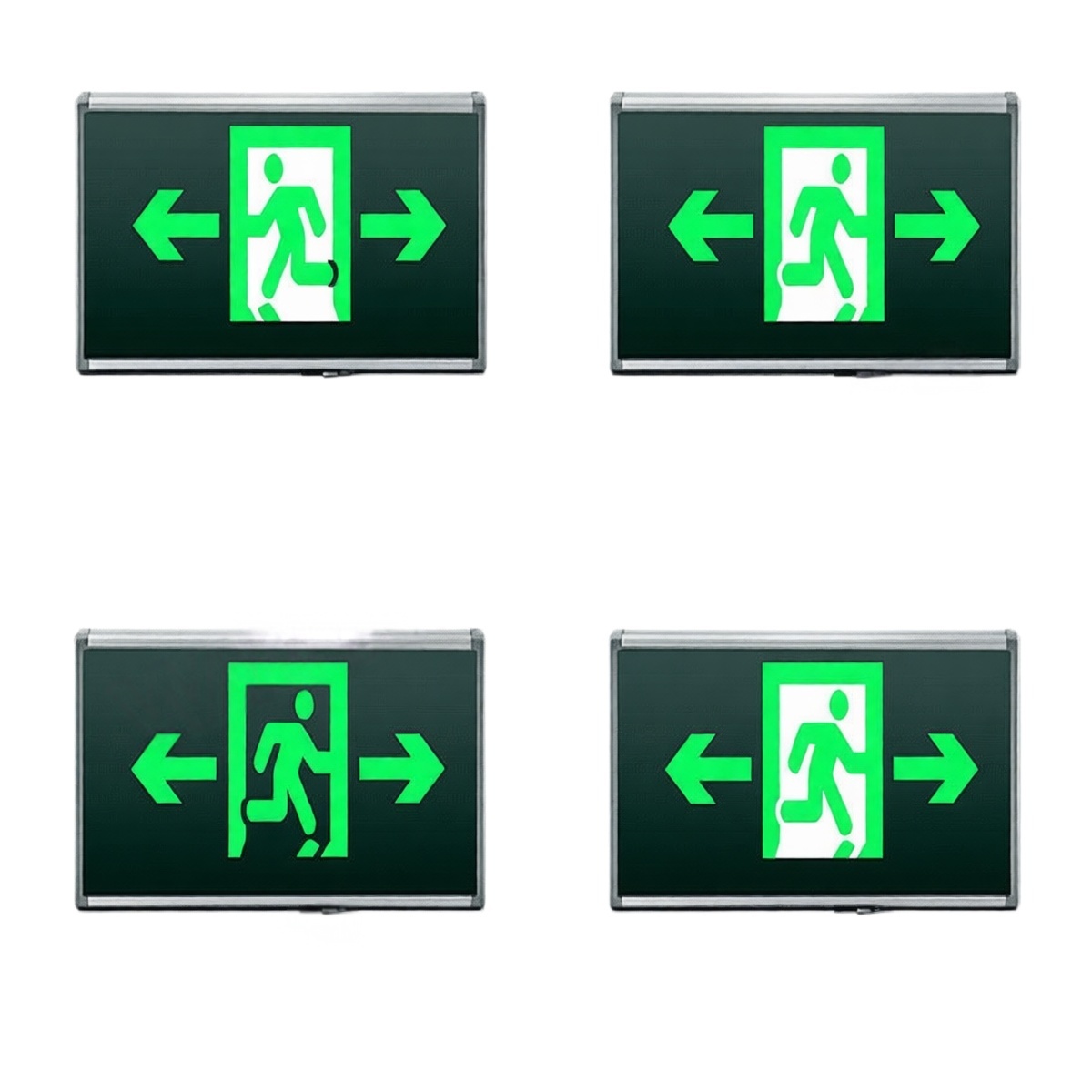 MANVA Emergency Exit Sign M3515, 1 Light, Aluminum, 24" x 12", AC220V, Pkg Qty 10