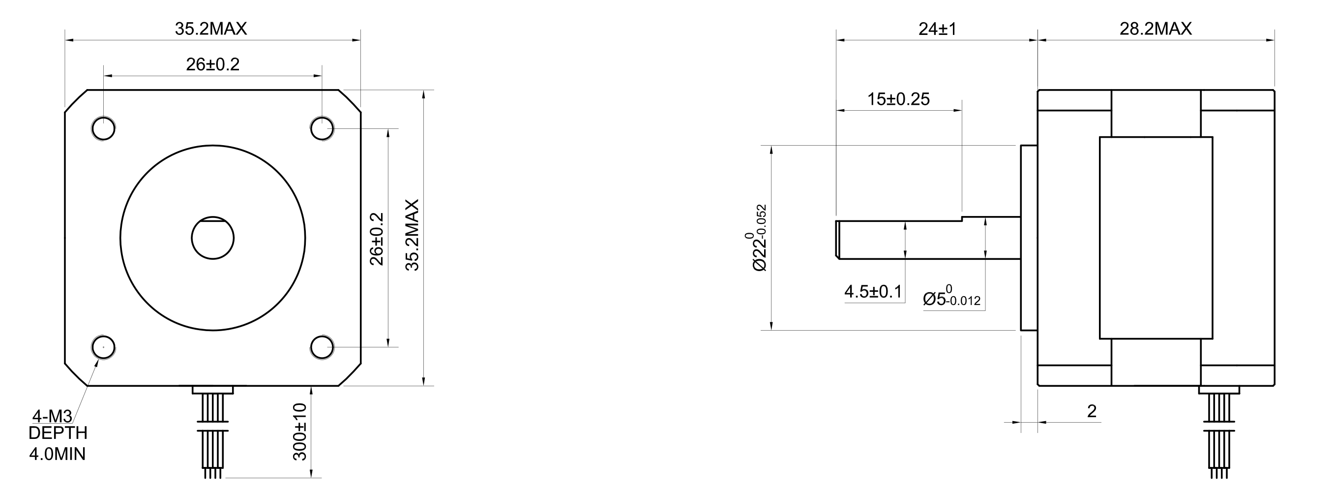 14 Single Shaft Bipolar Stepper Motor,0.9°Step,11N·cm Torque,0.4A Current,28mm Body,4_Wire
