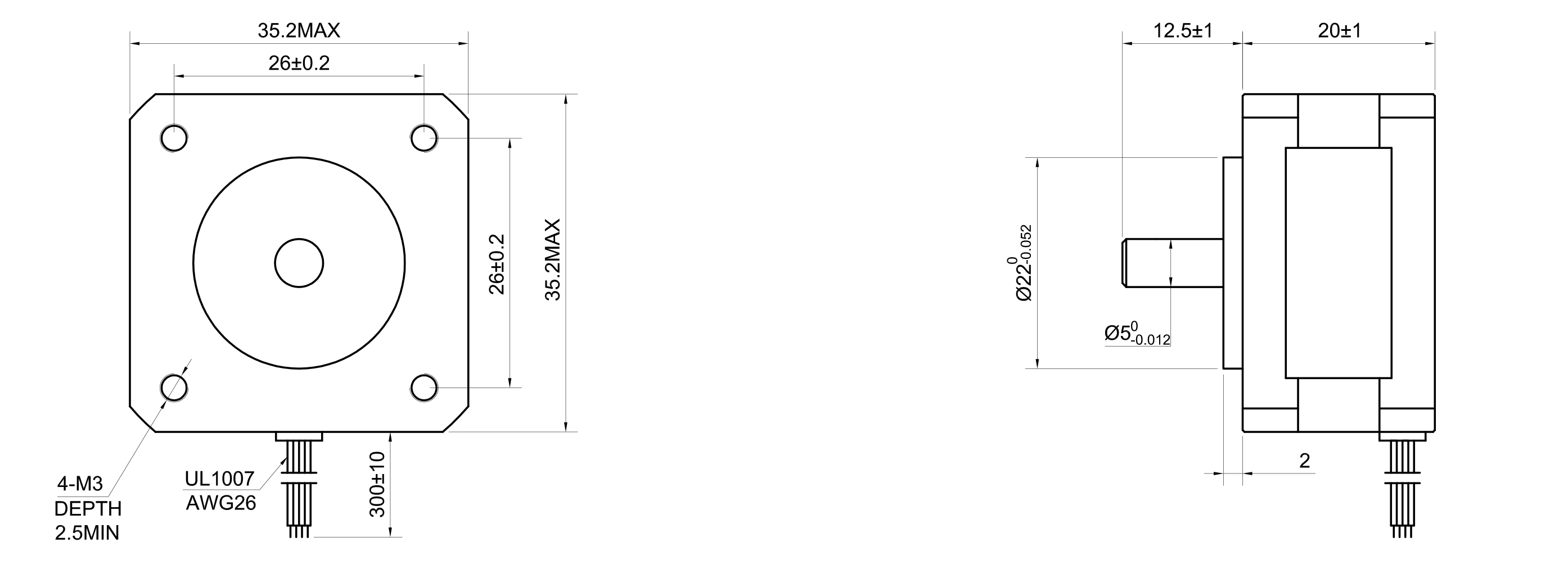 14 Single Shaft Bipolar Stepper Motor,1.8°Step,5N·cm Torque,0.4A Current,20mm Body,4_Wire