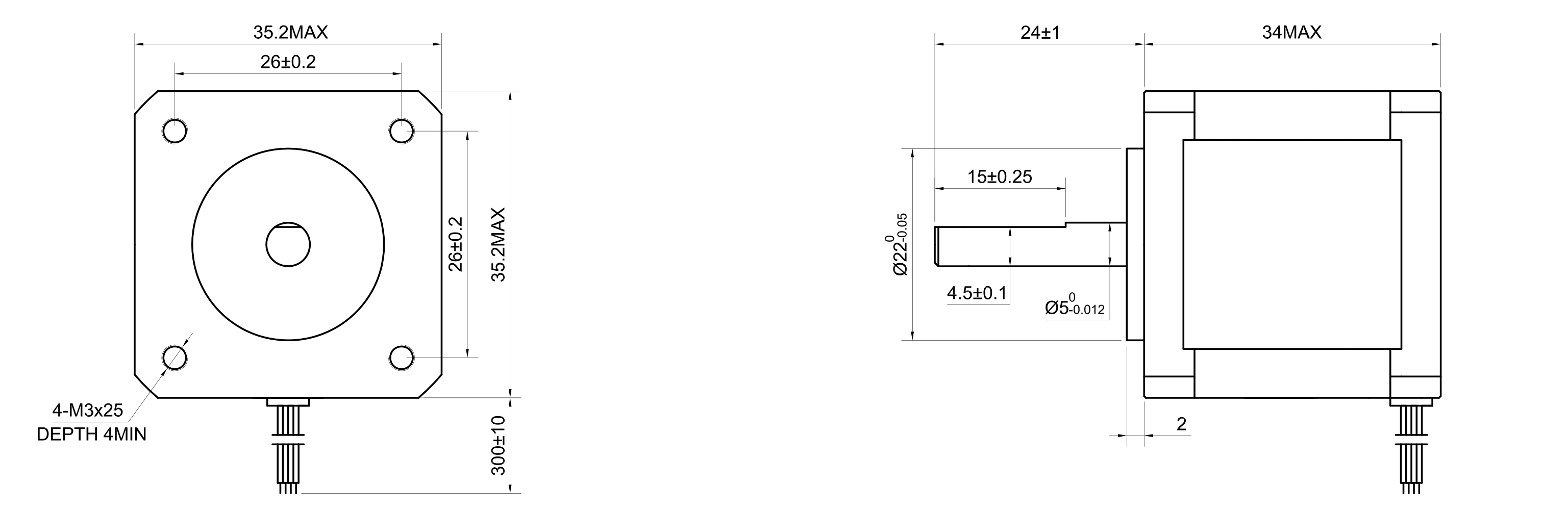 14 Single Shaft Unipolar Stepper Motor,1.8°Step,10N·cm Torque,0.4A Current,34mm Body,6_Wire