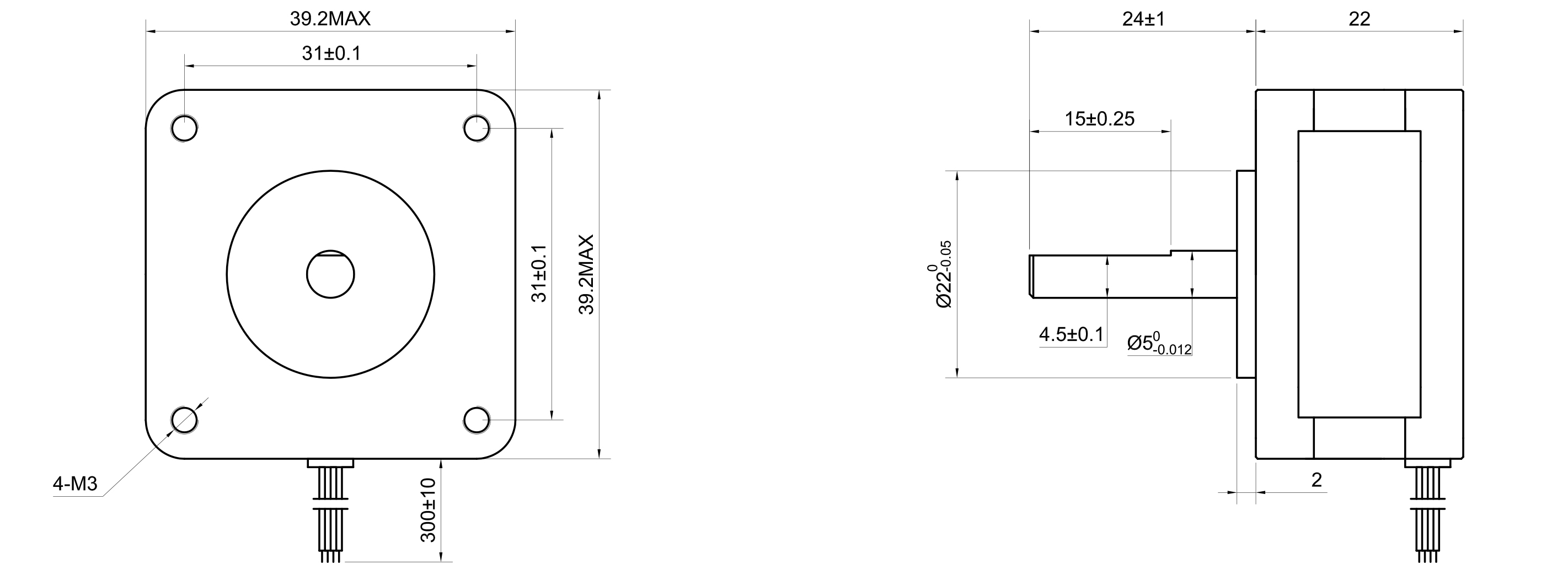 16 Single Shaft Bipolar Stepper Motor,0.9°Step,11N·cm Torque,1.2A Current,22mm Body,4_Wire