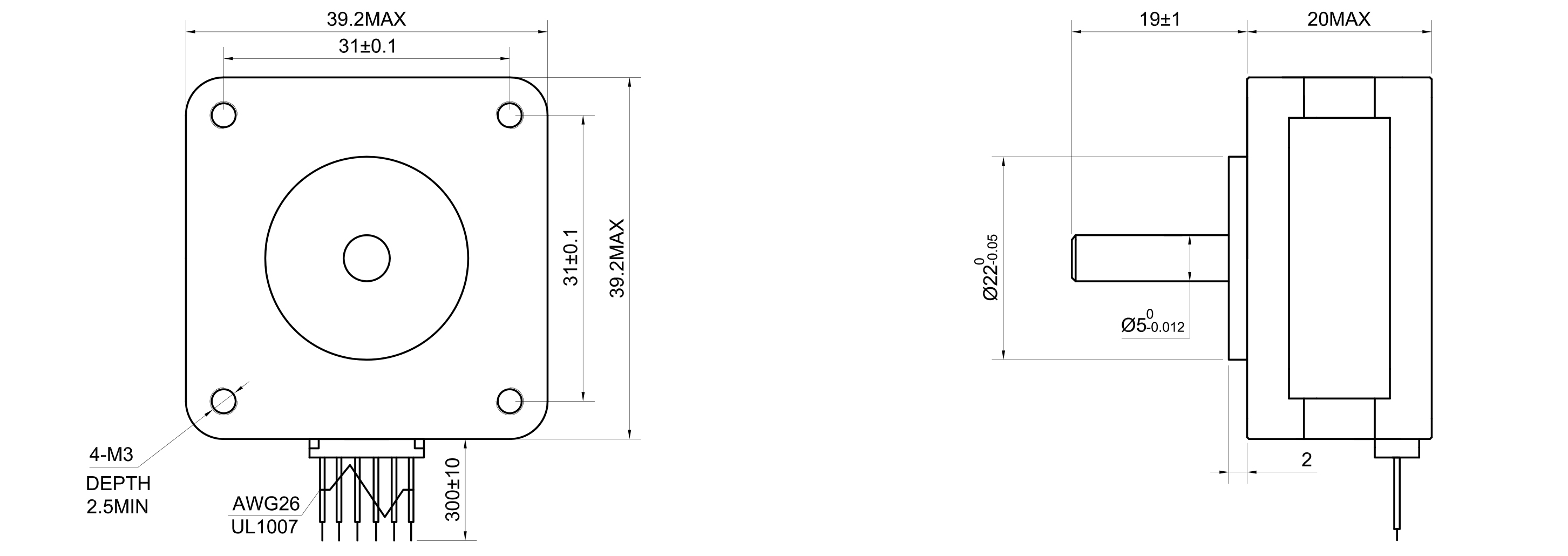 16 Single Shaft Unipolar Stepper Motor,1.8°Step,8N·cm Torque,0.5A Current,20mm Body,6_Wire