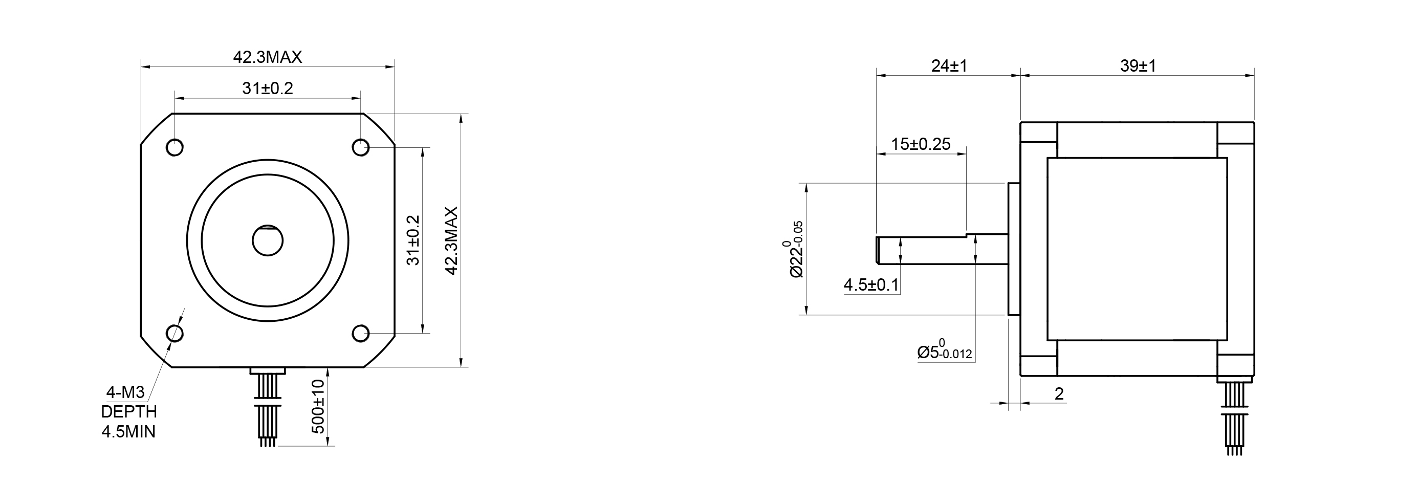 17 Single Shaft Bipolar Stepper Motor,1.8°Step,40N·cm Torque,0.4A Current,40mm Body,4_Wire
