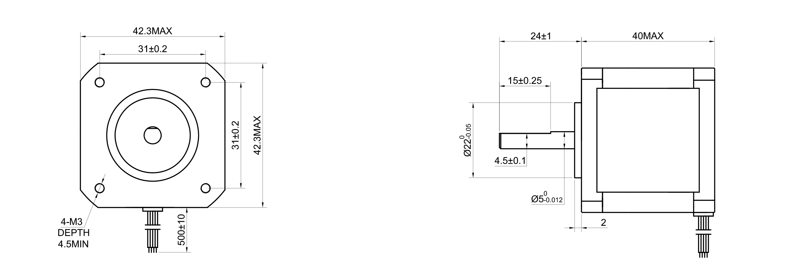 17 Single Shaft Unipolar Stepper Motor,1.8°Step,26N·cm Torque,1.2A Current,39mm Body,6_Wire
