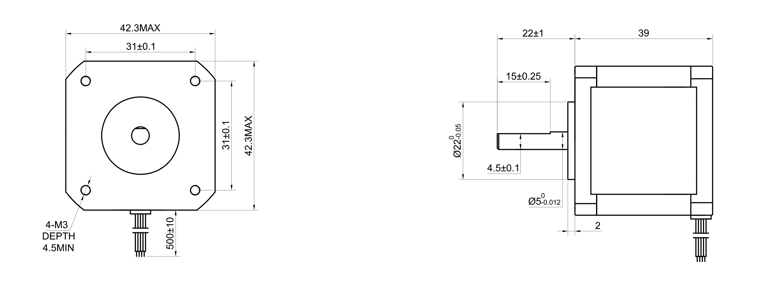 17 Single Shaft Bipolar Stepper Motor,1.8°Step,36N·cm Torque,1.68A Current,40mm Body,4_Wire