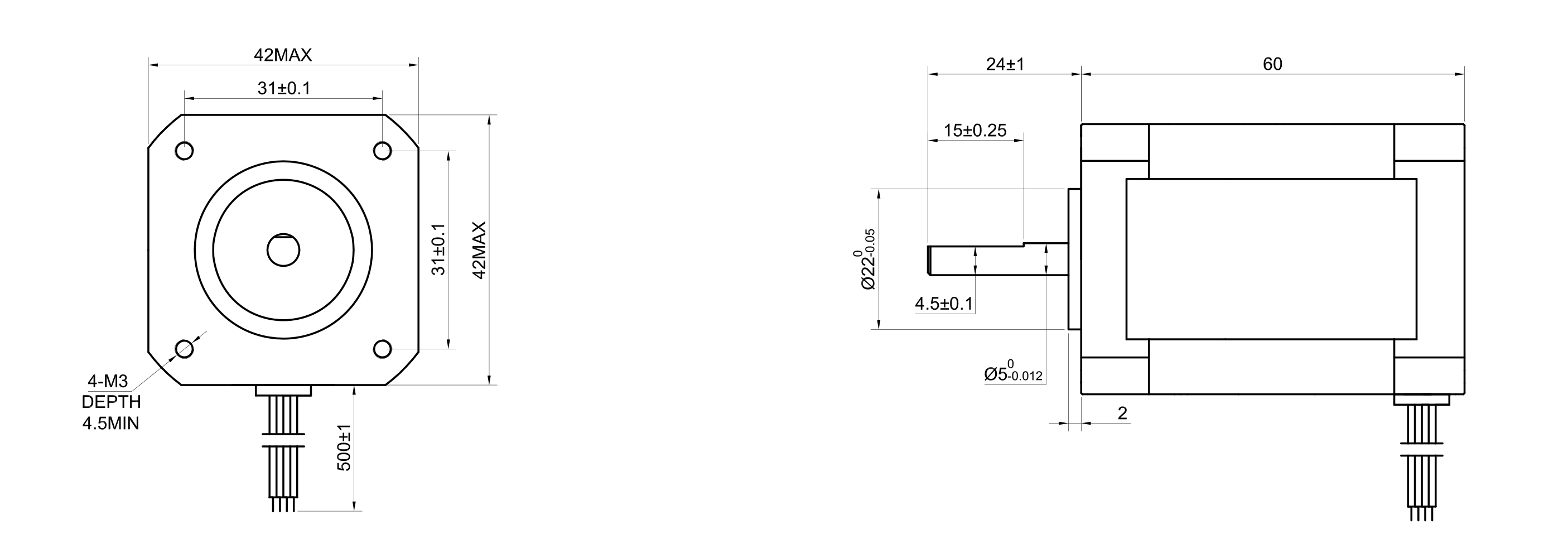 17 Single Shaft Bipolar Stepper Motor,1.8°Step,60N·cm Torque,0.64A Current,60mm Body,4_Wire