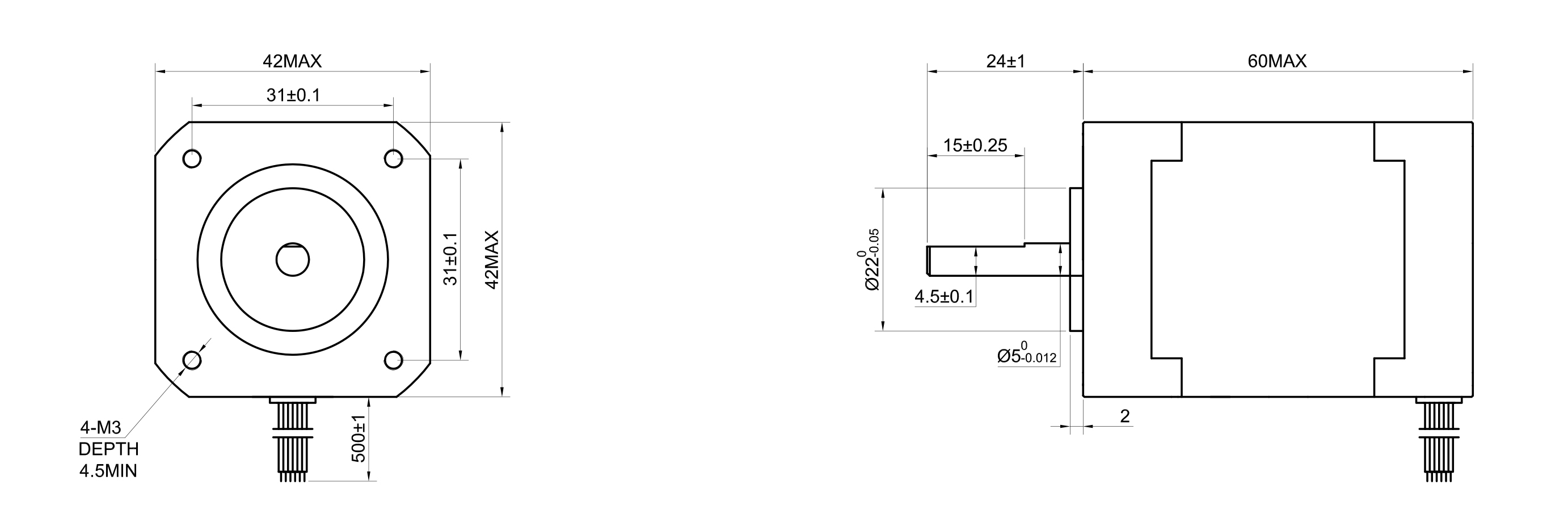 17 Single Shaft Unipolar Stepper Motor,1.8°Step,65N·cm Torque,1.2A Current,60mm Body,6_Wire