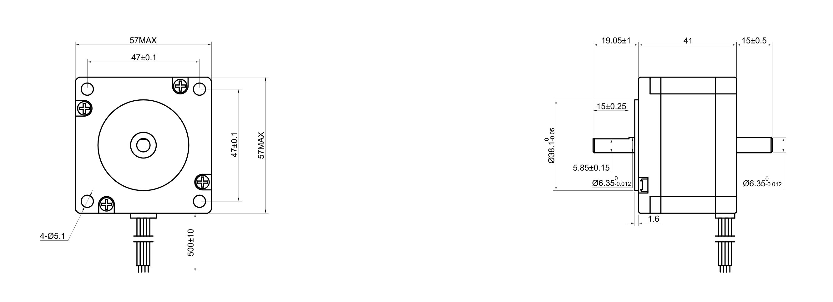 23 Dual Shaft Bipolar Stepper Motor,1.8°Step,55N·cm Torque,2.8A Current,42mm Body,4_Wire
