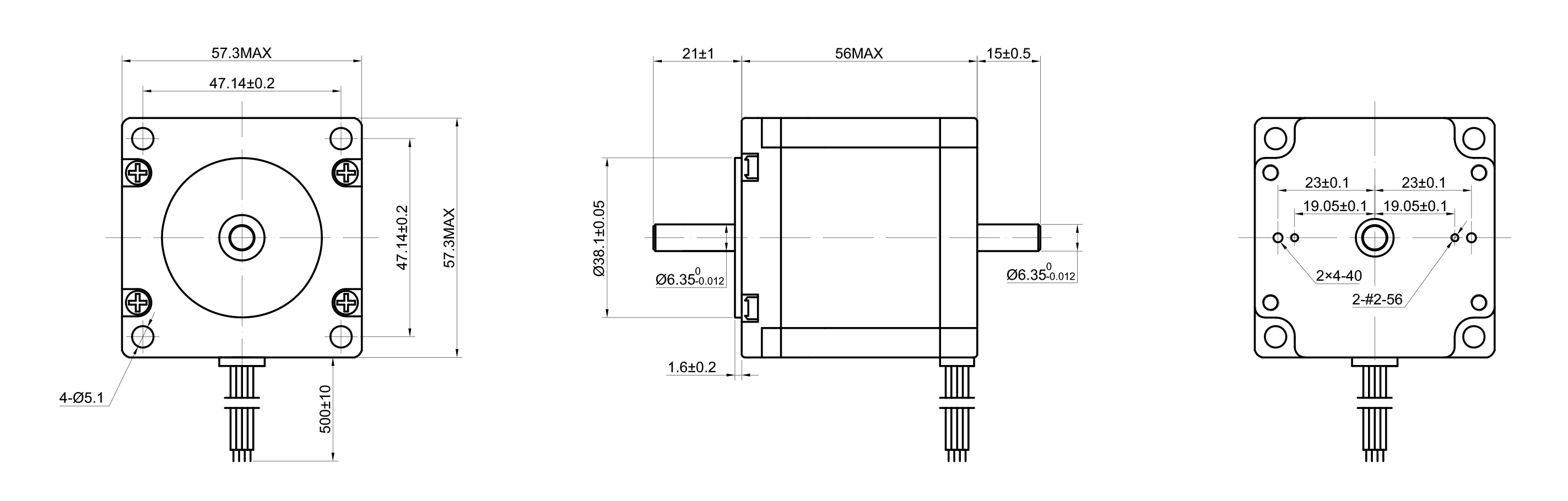 23 Dual Shaft Bipolar/Unipolar Stepper Motor,1.8°Step,126N·cm Torque,4.24A Current,56mm Body,8_Wire