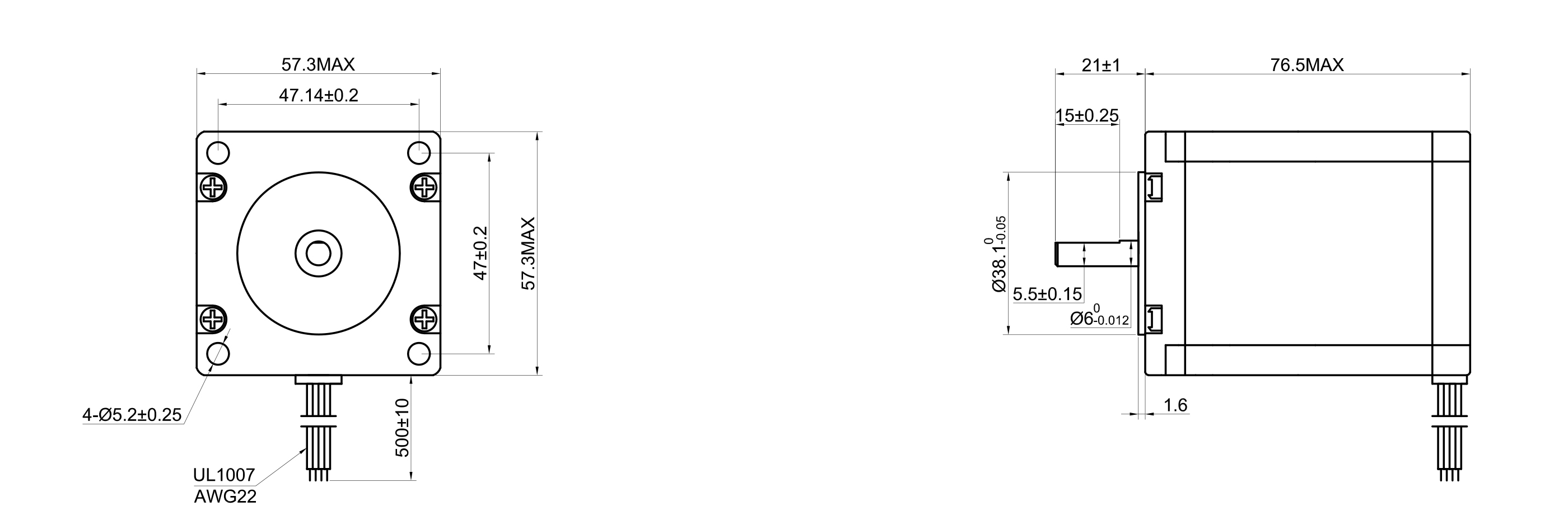 23 Single Shaft Bipolar Stepper Motor,1.8°Step,189N·cm Torque,2.8A Current,76mm Body,4_Wire