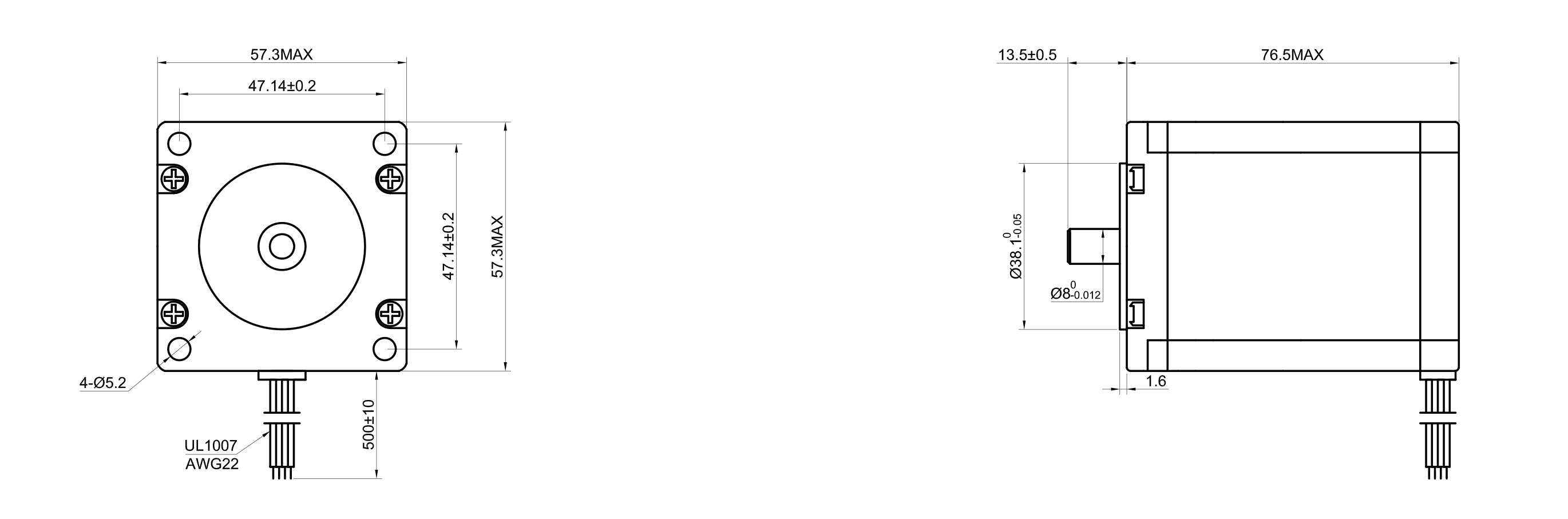 23 Single Shaft Bipolar Stepper Motor,1.8°Step,189N·cm Torque,2.9A Current,76mm Body,4_Wire