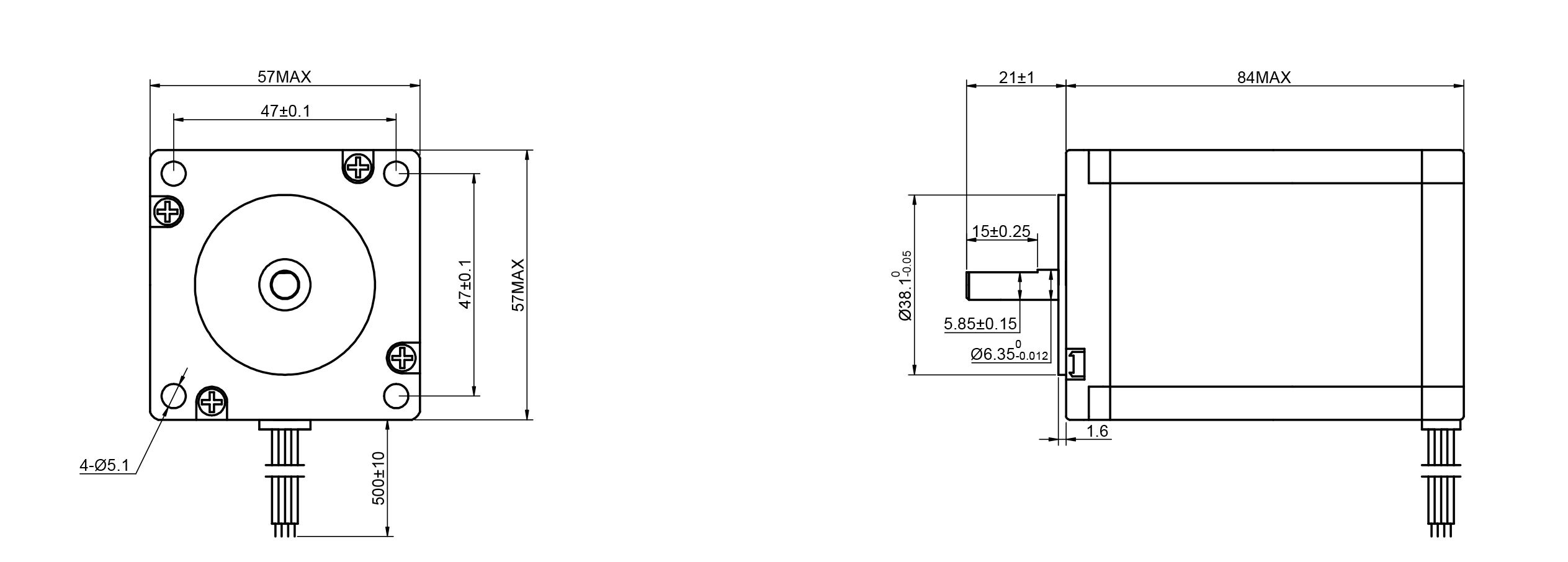 23 Single Shaft Bipolar/Unipolar Stepper Motor,1.8°Step,283N·cm Torque,5.66A Current,84mm Body,8_Wire