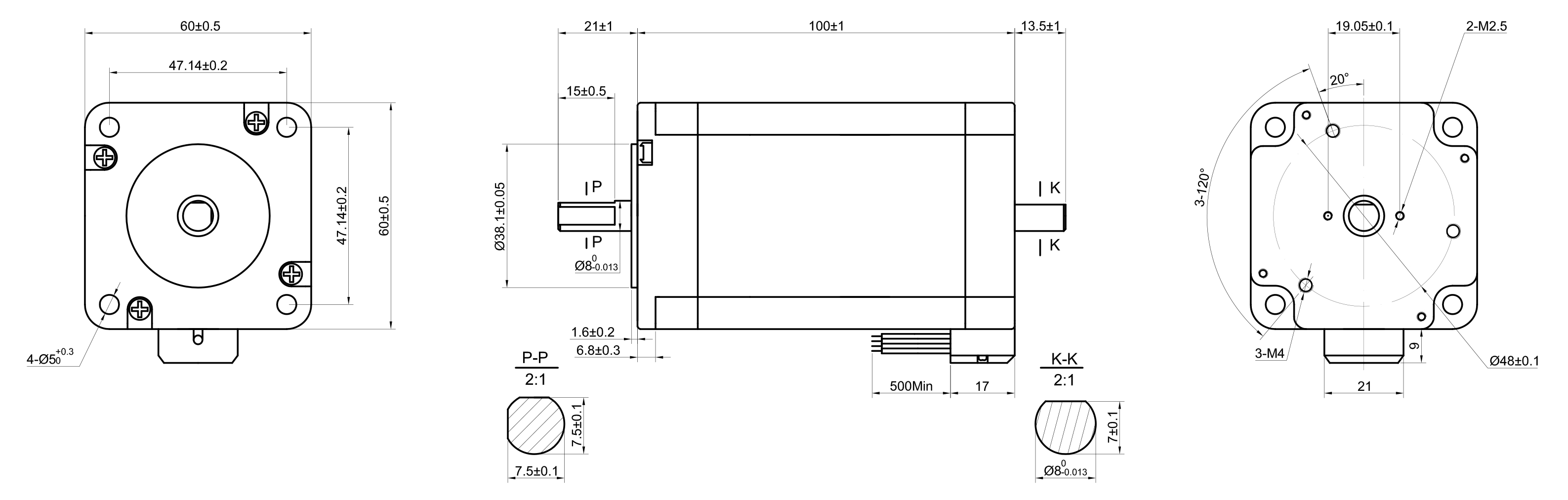 24 Dual Shaft Bipolar Stepper Motor,1.8°Step,400N·cm Torque,4.24A Current,100mm Body,4_Wire