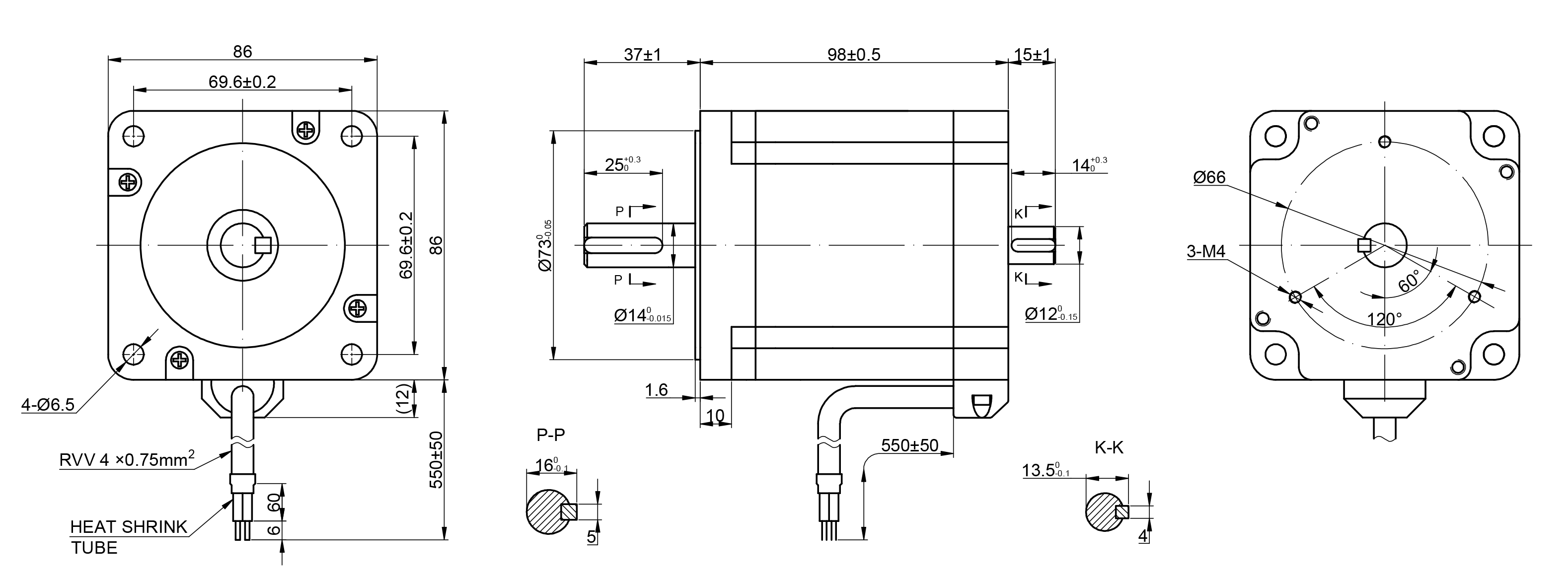34 Dual Shaft Bipolar Stepper Motor,1.8°Step,707N·cm Torque,4.24A Current,98mm Body,4_Wire