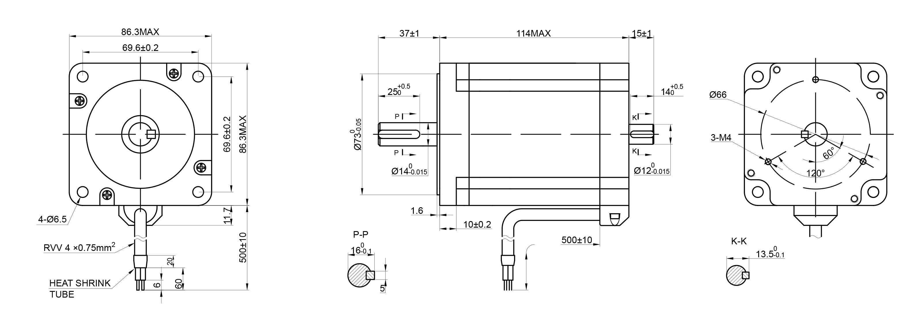34 Dual Shaft Bipolar Stepper Motor,1.8°Step,800N·cm Torque,5A Current,118mm Body,4_Wire