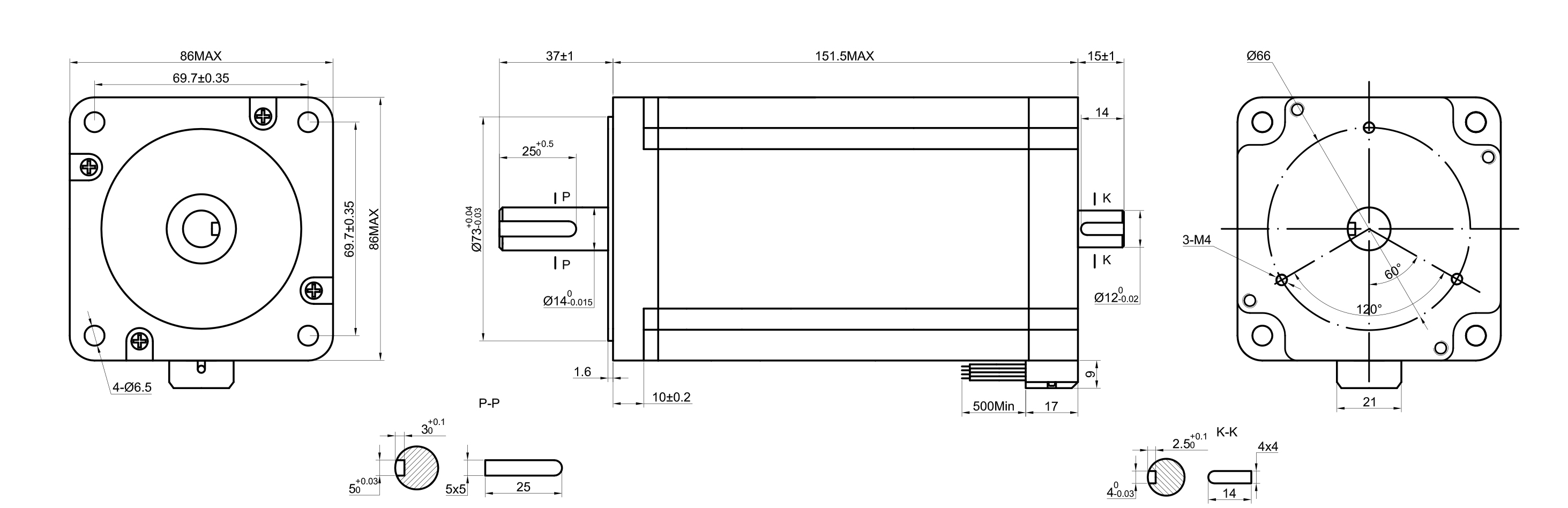 34 Dual Shaft Bipolar Stepper Motor,1.8°Step,1300N·cm Torque,5A Current,151.5mm Body,4_Wire