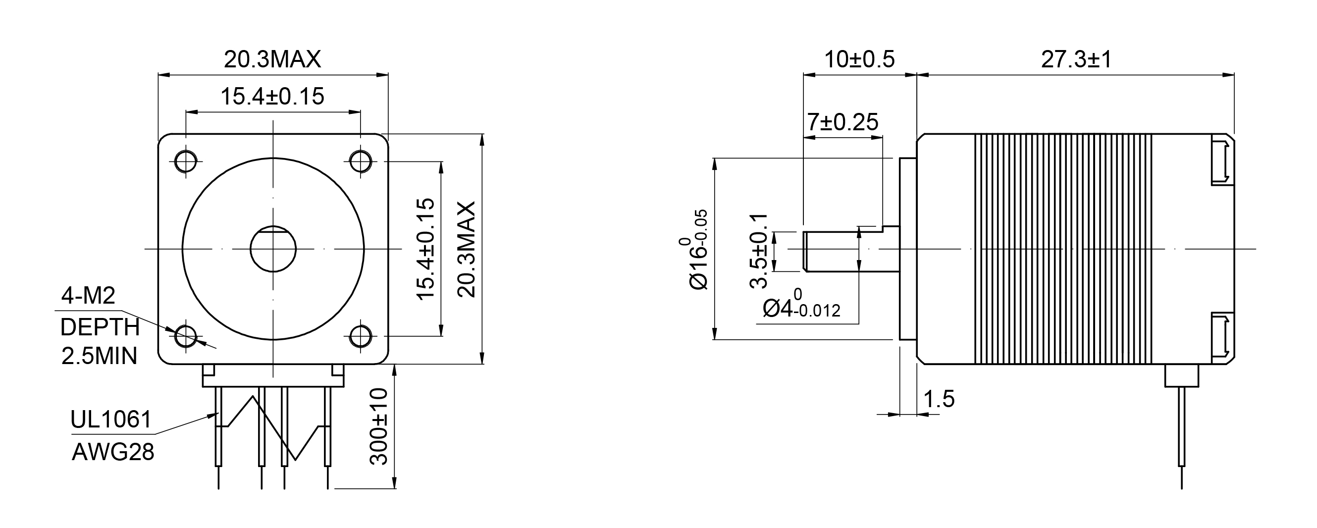 StepMotech 8 Single Shaft Bipolar Stepper Motor,1.8°Step,1.6N·cm Torque,0.2A Current,28mm Body,4_Wire